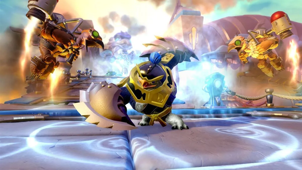 Ảnh chụp màn hình gameplay của Skylanders: Imaginators, cho thấy khả năng tùy biến nhân vật trong game đồ chơi tương tác.