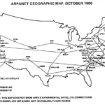 Bản đồ mạng ARPANET năm 1980 thể hiện các nút giao tiếp liên kết với nhau