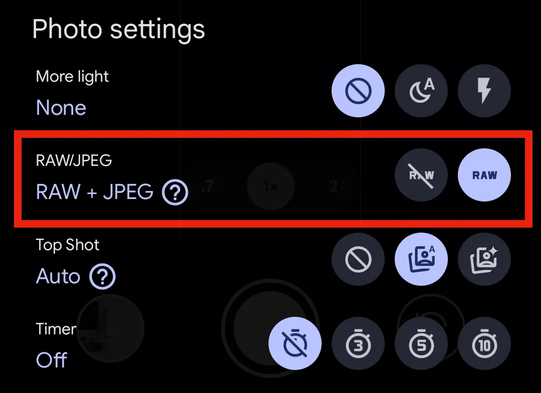 Bật chế độ chụp RAW trên camera Pixel