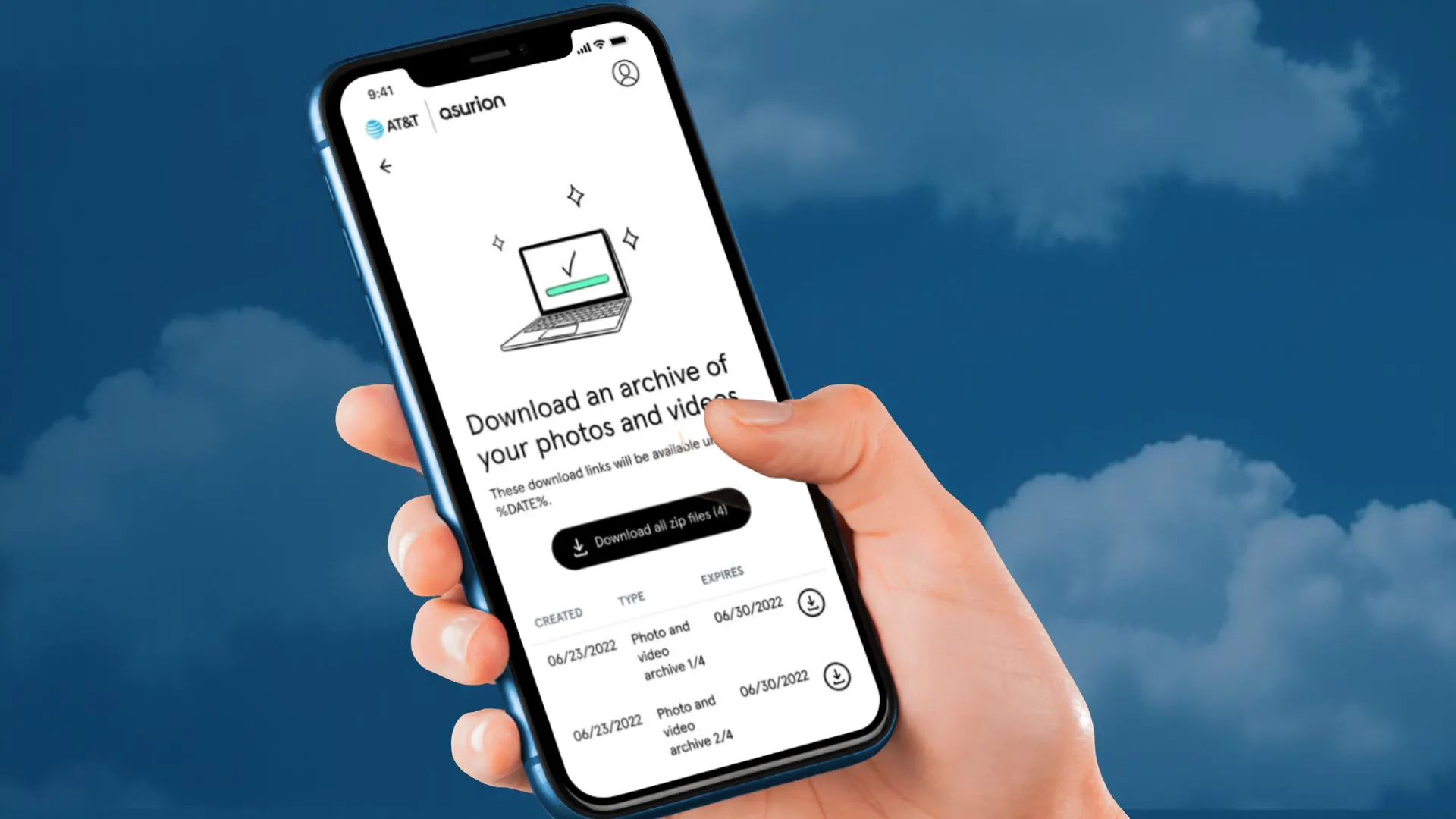 Biểu tượng dịch vụ lưu trữ đám mây của AT&amp;T, minh họa thông báo ngừng hoạt động của dịch vụ lưu trữ ảnh miễn phí này vào tháng 10.