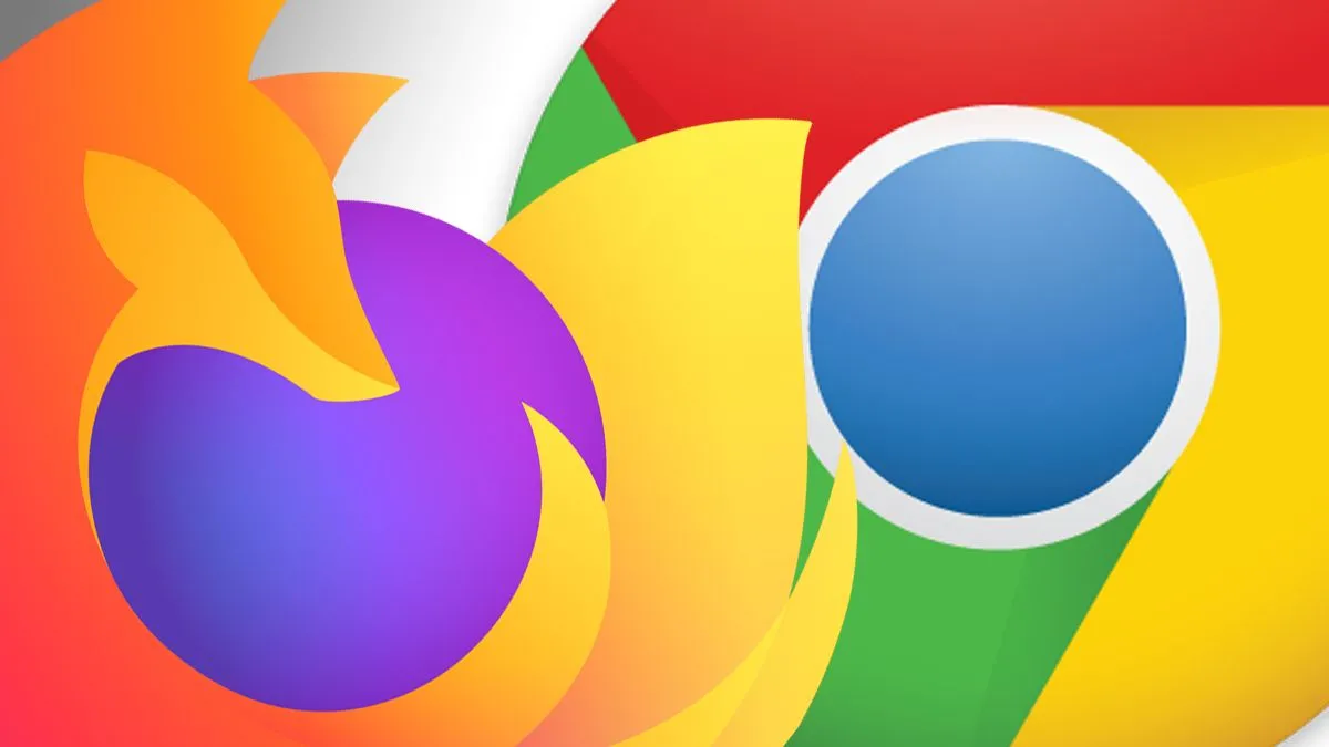 Biểu tượng hai trình duyệt Chrome và Firefox cạnh nhau, thể hiện sự kết hợp hiệu quả để tối ưu hóa không gian làm việc số.