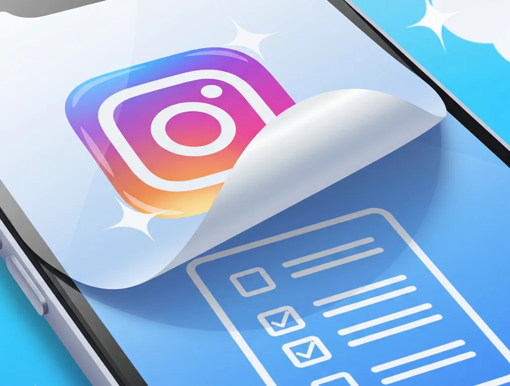 Biểu tượng Instagram trên điện thoại bong ra để lộ ứng dụng danh sách việc cần làm.
