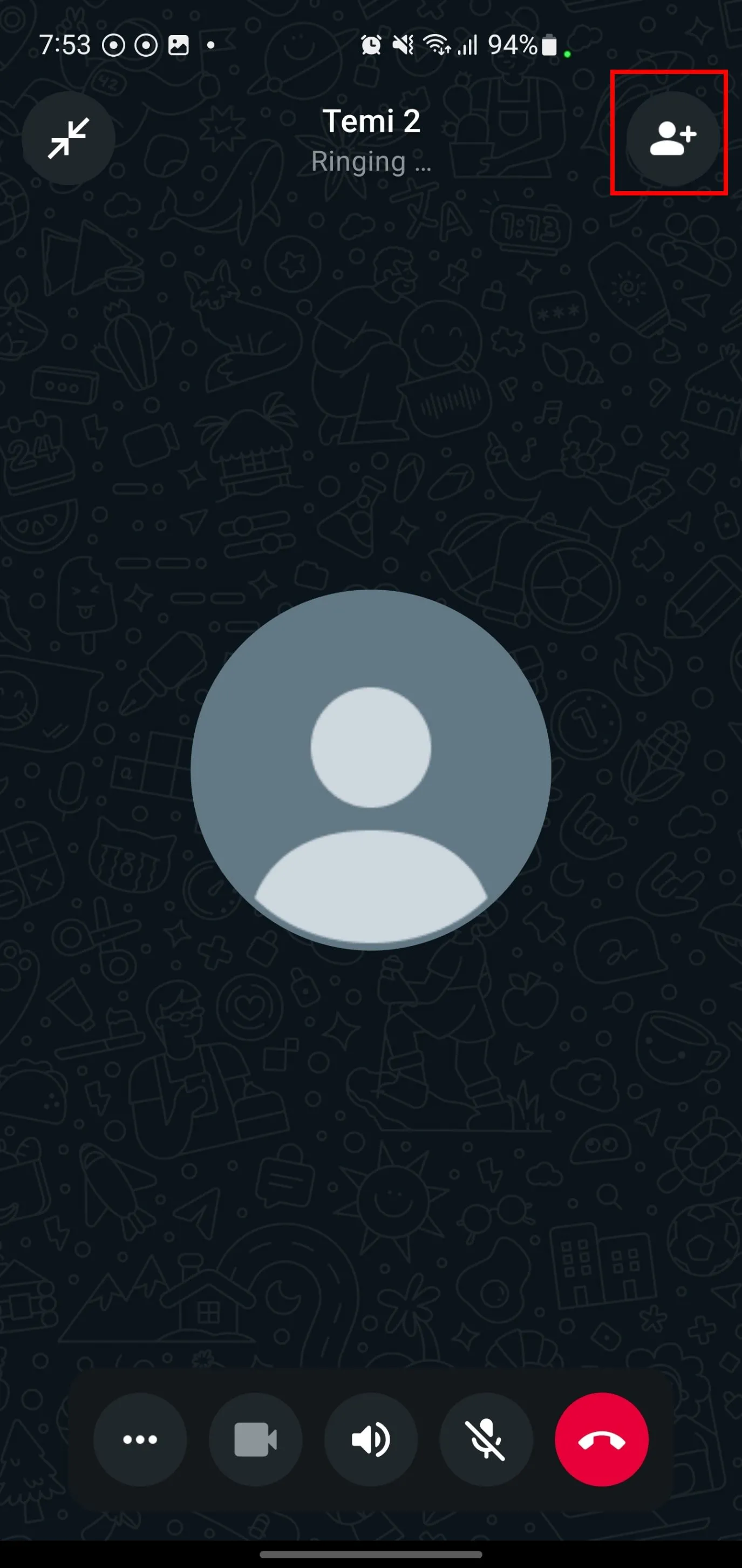 Biểu tượng thêm người vào cuộc gọi thoại WhatsApp.