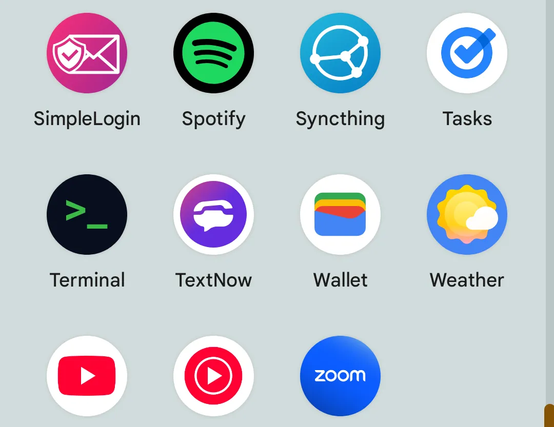 Biểu tượng ứng dụng Terminal Linux xuất hiện trong ngăn kéo ứng dụng Android.