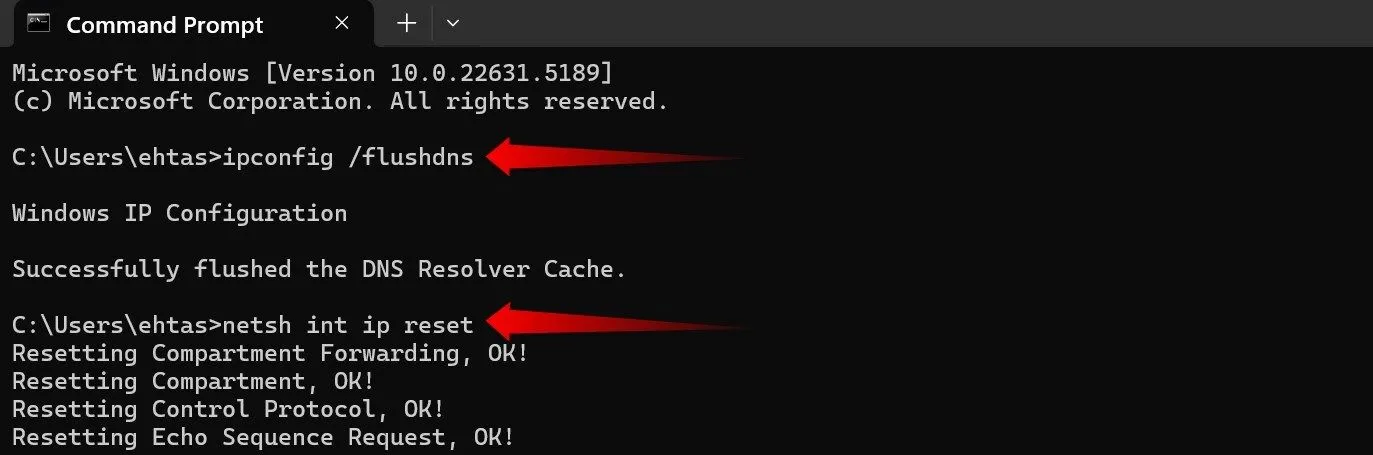 Các lệnh ipconfig, netsh trong Command Prompt giúp chẩn đoán và sửa lỗi kết nối mạng trên Windows.