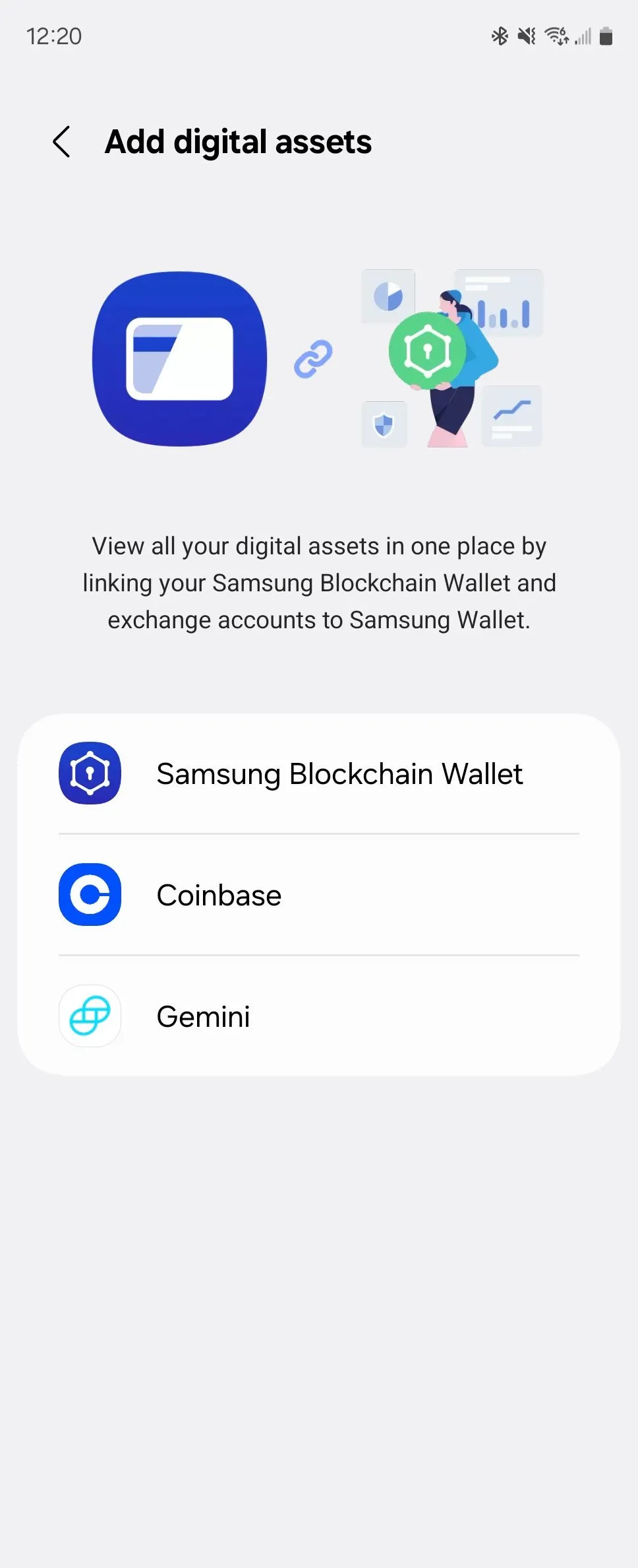 Các loại tài sản kỹ thuật số được hỗ trợ lưu trữ trong Samsung Wallet.