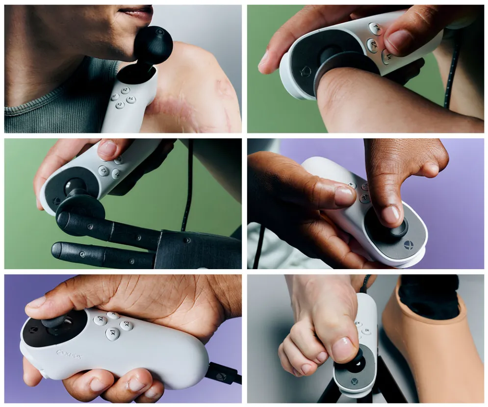 Các ví dụ về cách sử dụng Xbox Adaptive Joystick cho người chơi game khuyết tật.
