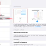 Cài đặt Đa nhiệm & Cử chỉ trên iPad, nơi tùy chỉnh các tính năng đa nhiệm.