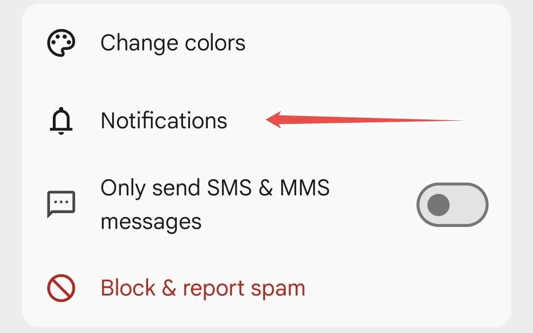 Cài đặt thông báo trò chuyện trong ứng dụng Google Messages trên Samsung
