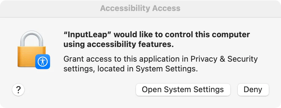 Cảnh báo quyền riêng tư trên macOS khi cài đặt Input Leap