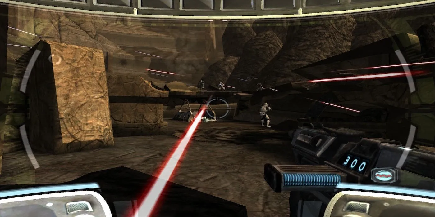 Cảnh chiến đấu từ game Star Wars: Republic Commando, thể hiện đồ họa và không khí chiến trường khắc nghiệt.
