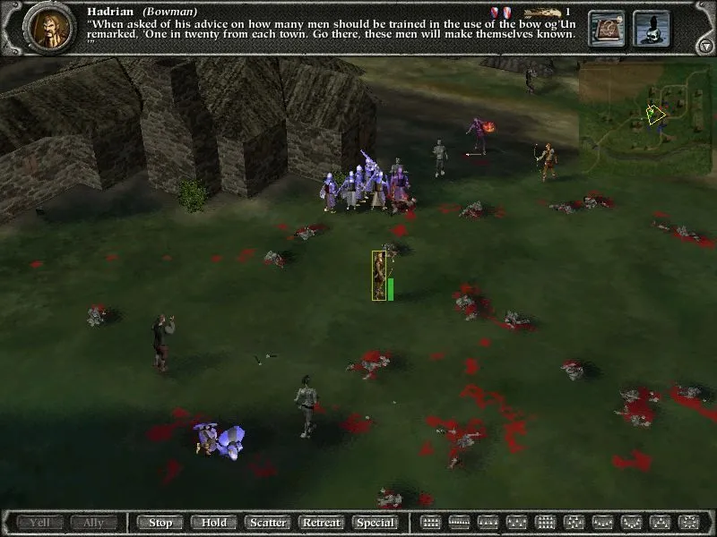 Cảnh chơi game chiến thuật thời gian thực Myth II: Soulblighter.