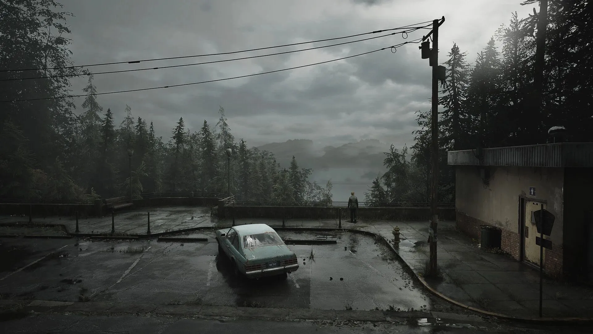 Cảnh quay từ game Silent Hill 2 Remake, thể hiện bầu không khí u ám và chi tiết đồ họa cải tiến.