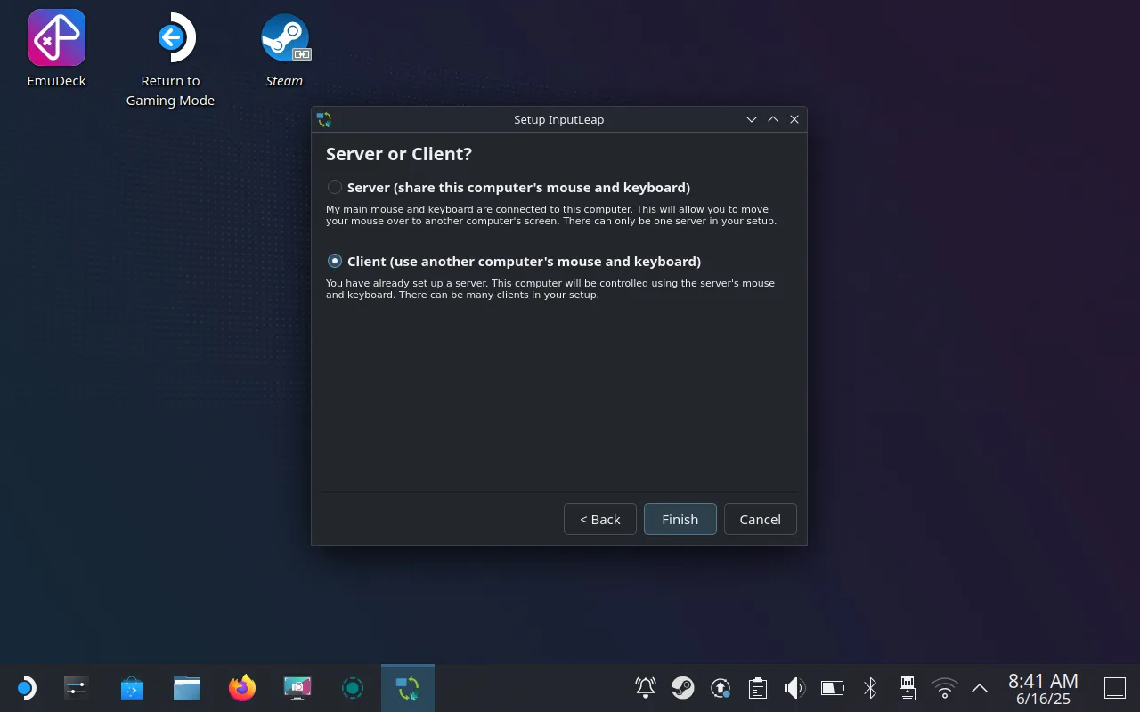 Cấu hình Steam Deck làm thiết bị client KVM ảo trong Input Leap