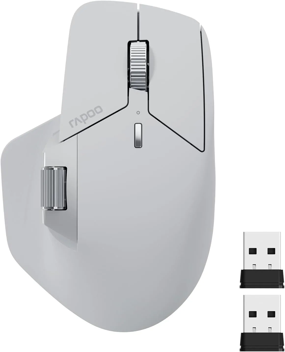 Chuột Rapoo MT760 nhìn từ trên xuống, một bản sao ergonomic của MX Master.