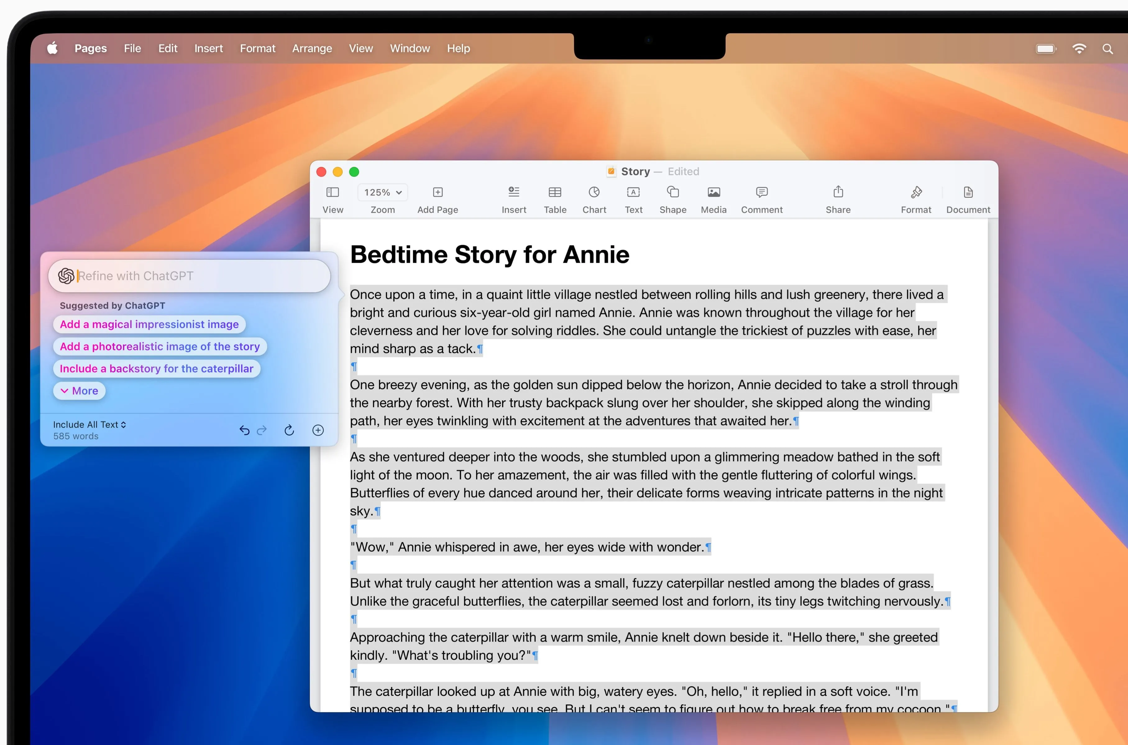 Công cụ Viết (Writing Tools) của Apple Intelligence trên macOS với tính năng tích hợp ChatGPT, hỗ trợ tạo nội dung văn bản