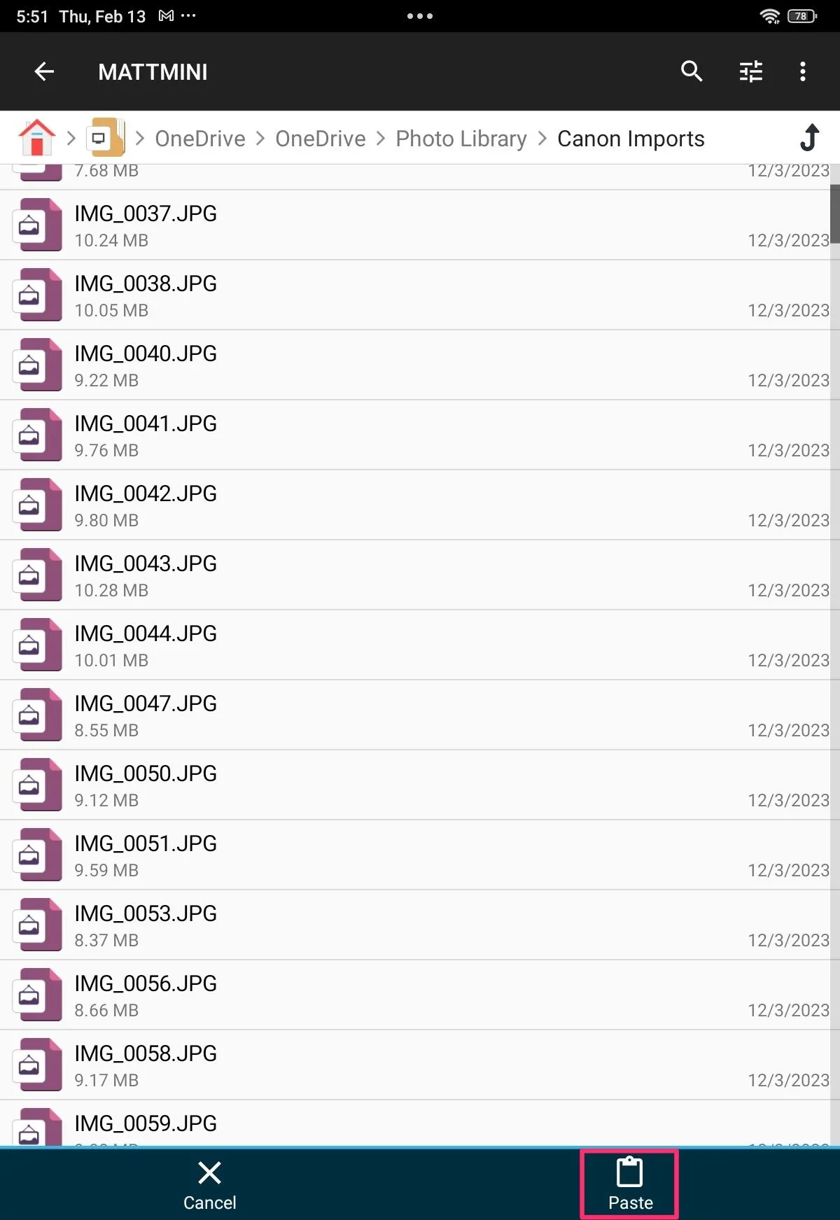 Dán các tệp đã sao chép từ Android vào thư mục chia sẻ trên Mac thông qua File Manager Plus.
