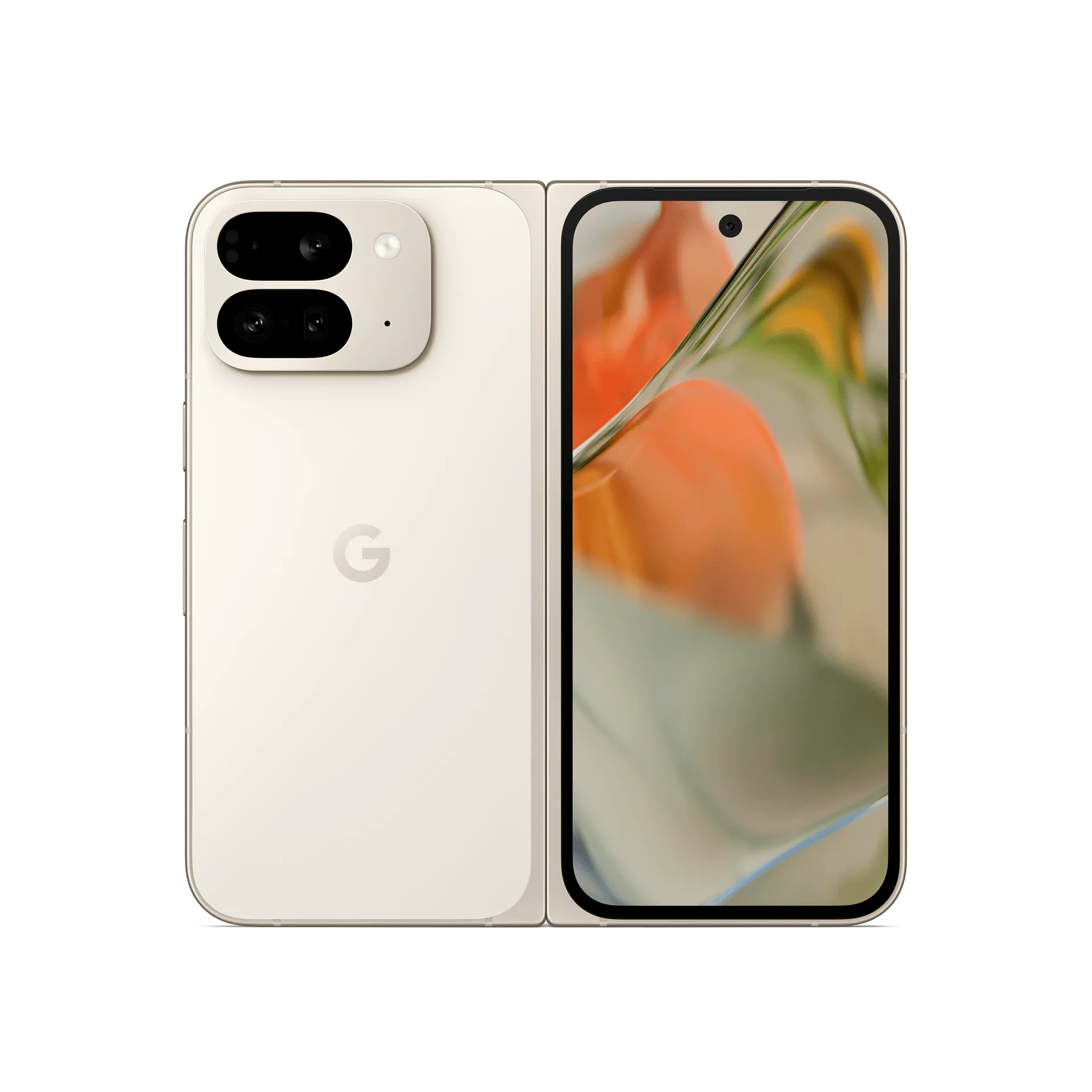 Điện thoại Google Pixel 9 Pro Fold mở ra, hiển thị thiết kế và viền màn hình