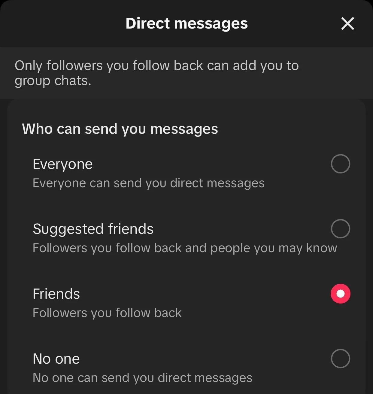 Điều chỉnh quyền gửi tin nhắn trực tiếp (DM) trên TikTok