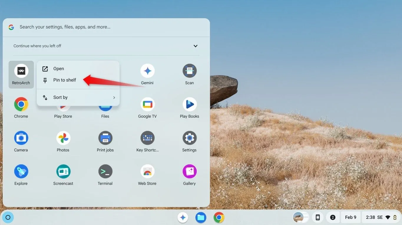 Ghim ứng dụng thường dùng vào thanh Shelf trên ChromeOS.