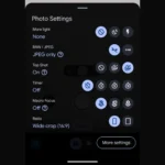 Giao diện bật chế độ RAW trong ứng dụng camera điện thoại Android
