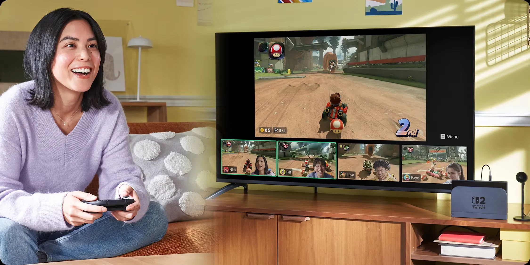 Giao diện GameChat và người dùng trên Nintendo Switch 2