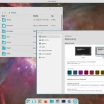 Giao diện môi trường desktop COSMIC trên Fedora Linux với các ứng dụng Cài đặt và Quản lý Tệp