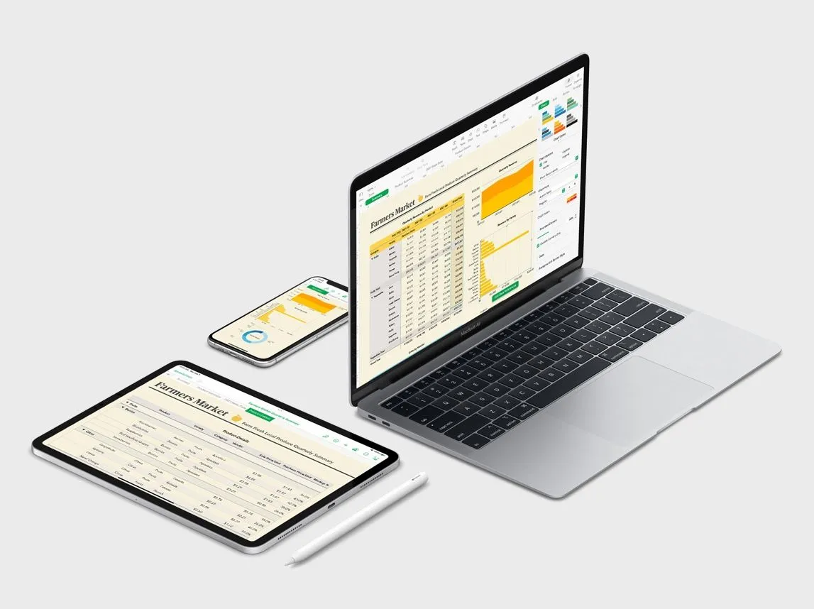 Giao diện ứng dụng Apple Numbers với biểu tượng đặc trưng và hình ảnh quảng bá tính năng.