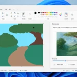 Giao diện ứng dụng Paint với bảng điều khiển Cocreator AI mở ra, hiển thị các tùy chọn tạo ảnh bằng trí tuệ nhân tạo.
