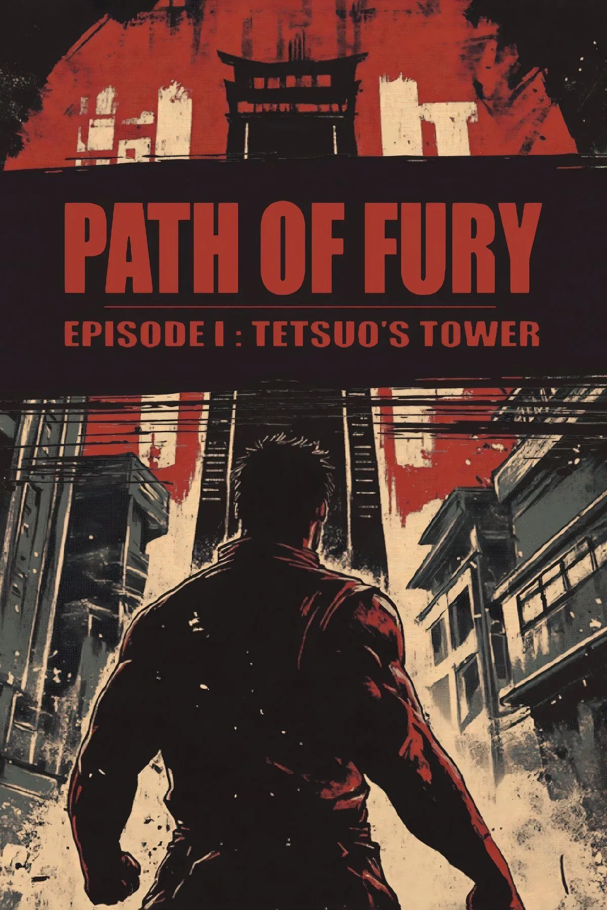 Hình ảnh bìa game Path of Fury – Episode I: Tetsuo’s Tower, thể hiện phong cách đồ họa độc đáo của game VR.