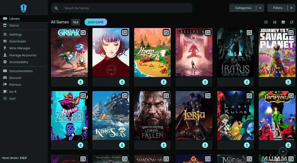 Hình ảnh chính của Heroic Launcher với thiết kế giao diện người dùng thân thiện.
