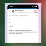 Hình ảnh giao diện ứng dụng Outlook Mobile với tính năng thu nhỏ email đang soạn thảo