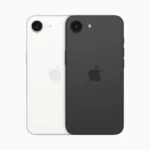 Hình ảnh mặt trước và mặt sau của iPhone 16e với các tùy chọn màu sắc khác nhau