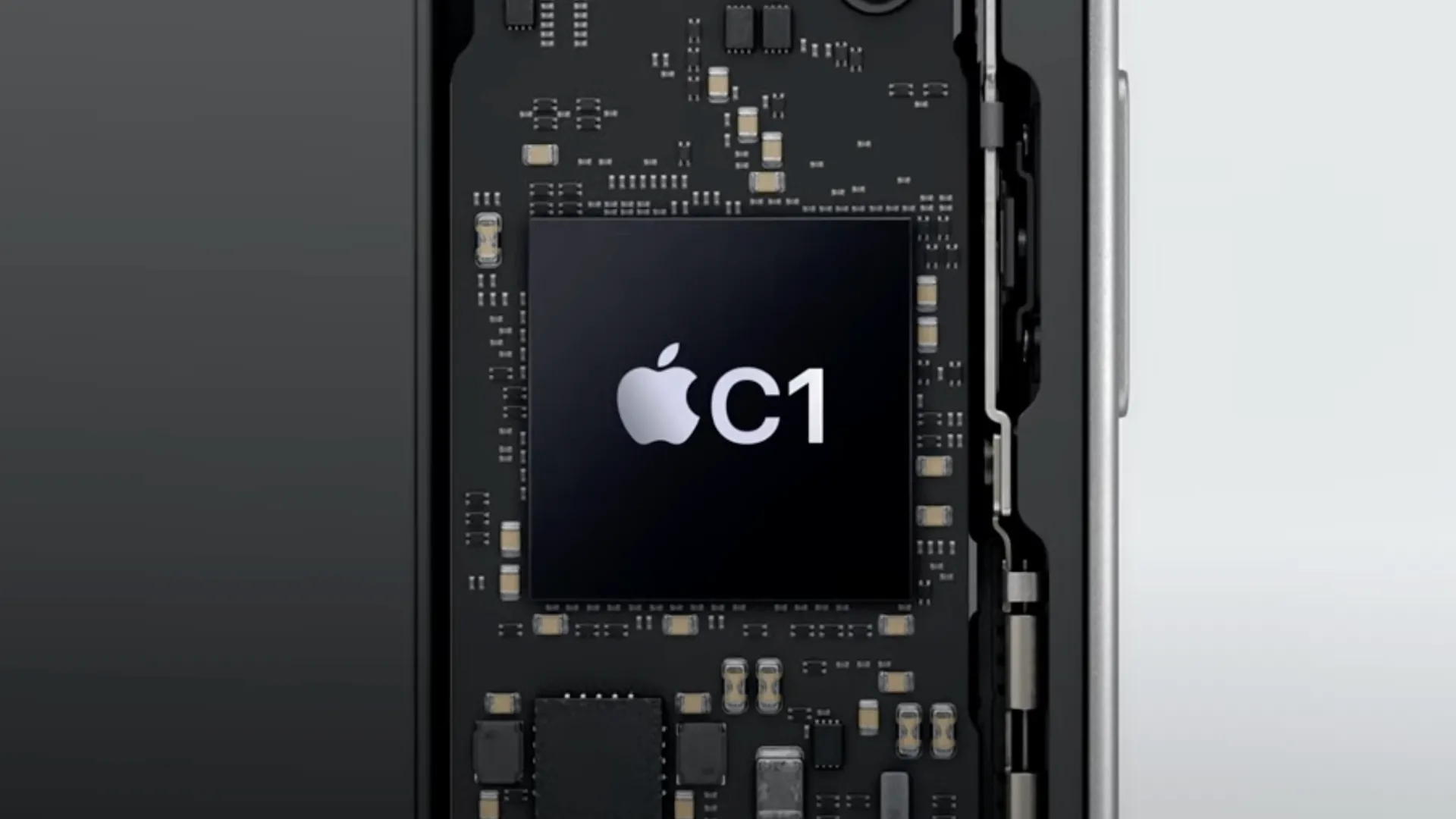 Hình ảnh minh họa modem Apple C1, con chip kết nối di động đầu tiên do Apple tự phát triển, được trang bị trên iPhone 16e.