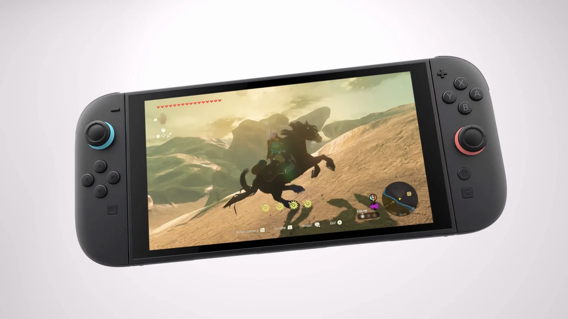 Hình ảnh một người đang chơi tựa game The Legend of Zelda trên Nintendo Switch 2, làm nổi bật tiềm năng của thiết bị đọc NFC tích hợp.