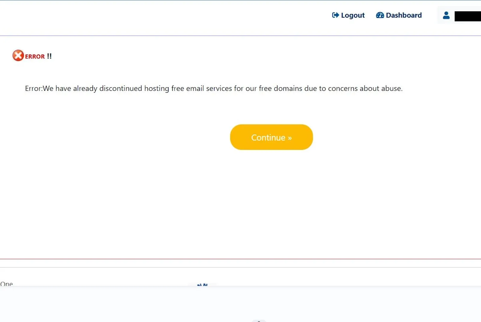 Hình ảnh thông báo ngừng hỗ trợ email miễn phí trên Free Domain