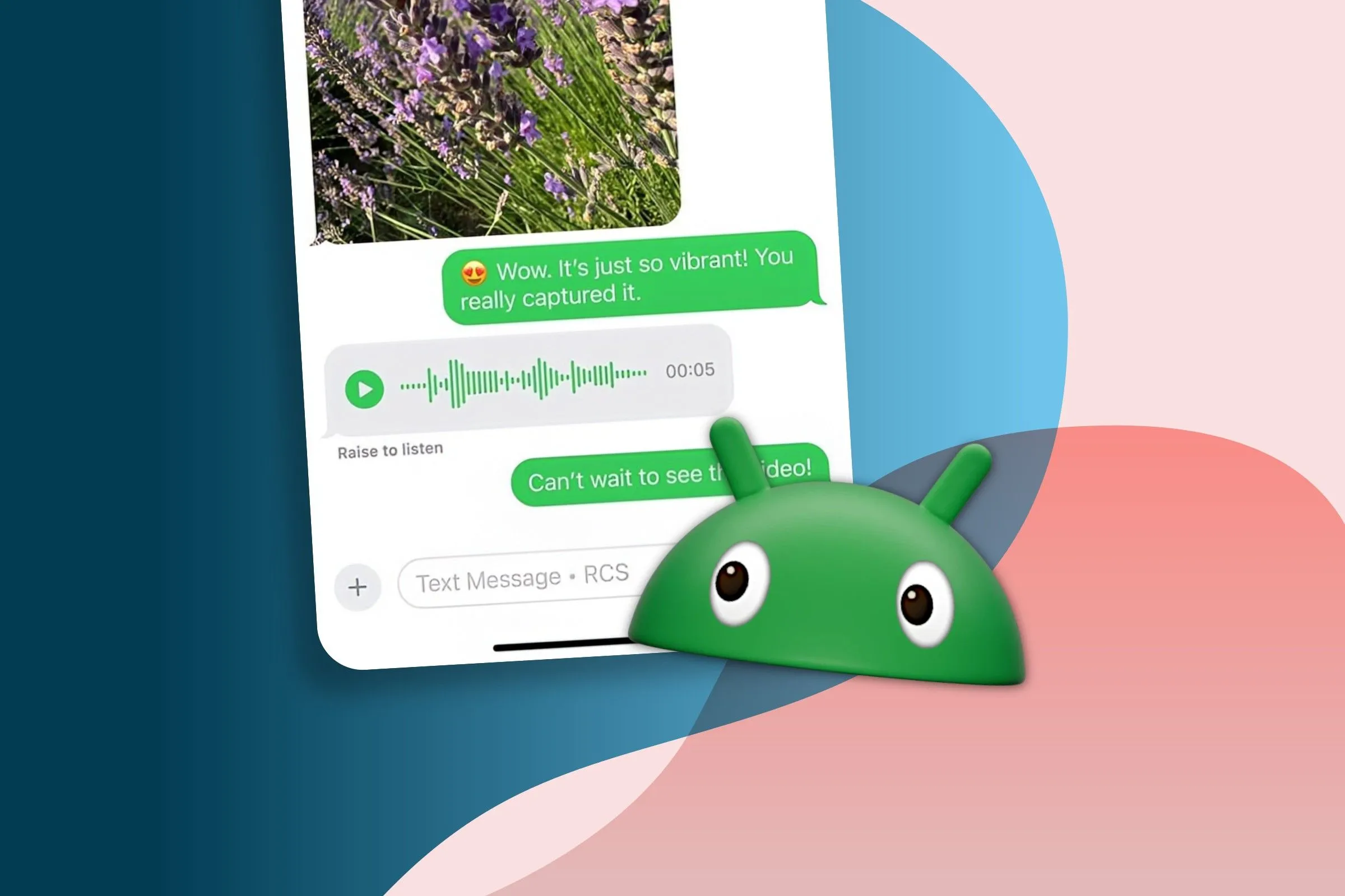 Hình ảnh tin nhắn RCS trên iPhone iOS 18 hiển thị sự tương thích với Android