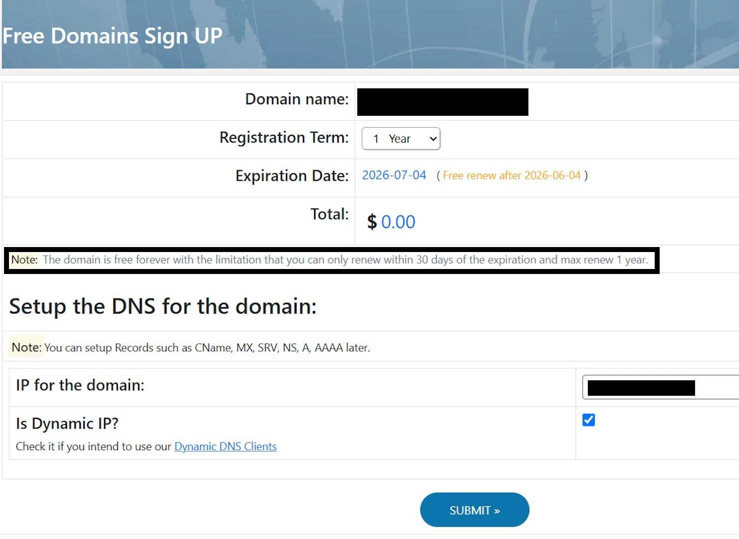 Hình ảnh trang chủ Free Domain hiển thị trang đăng ký tên miền miễn phí trọn đời