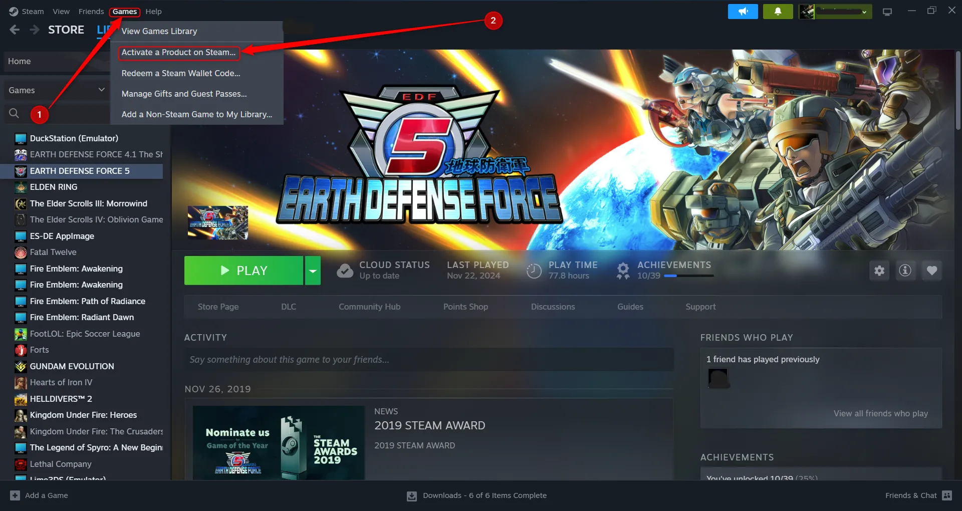 Hướng dẫn từng bước kích hoạt mã game kỹ thuật số trên nền tảng Steam, hiển thị giao diện nhập key.