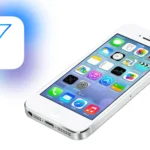 iPhone với iOS 7 cạnh biểu tượng và màu sắc mới, minh họa thiết kế phẳng, trong suốt