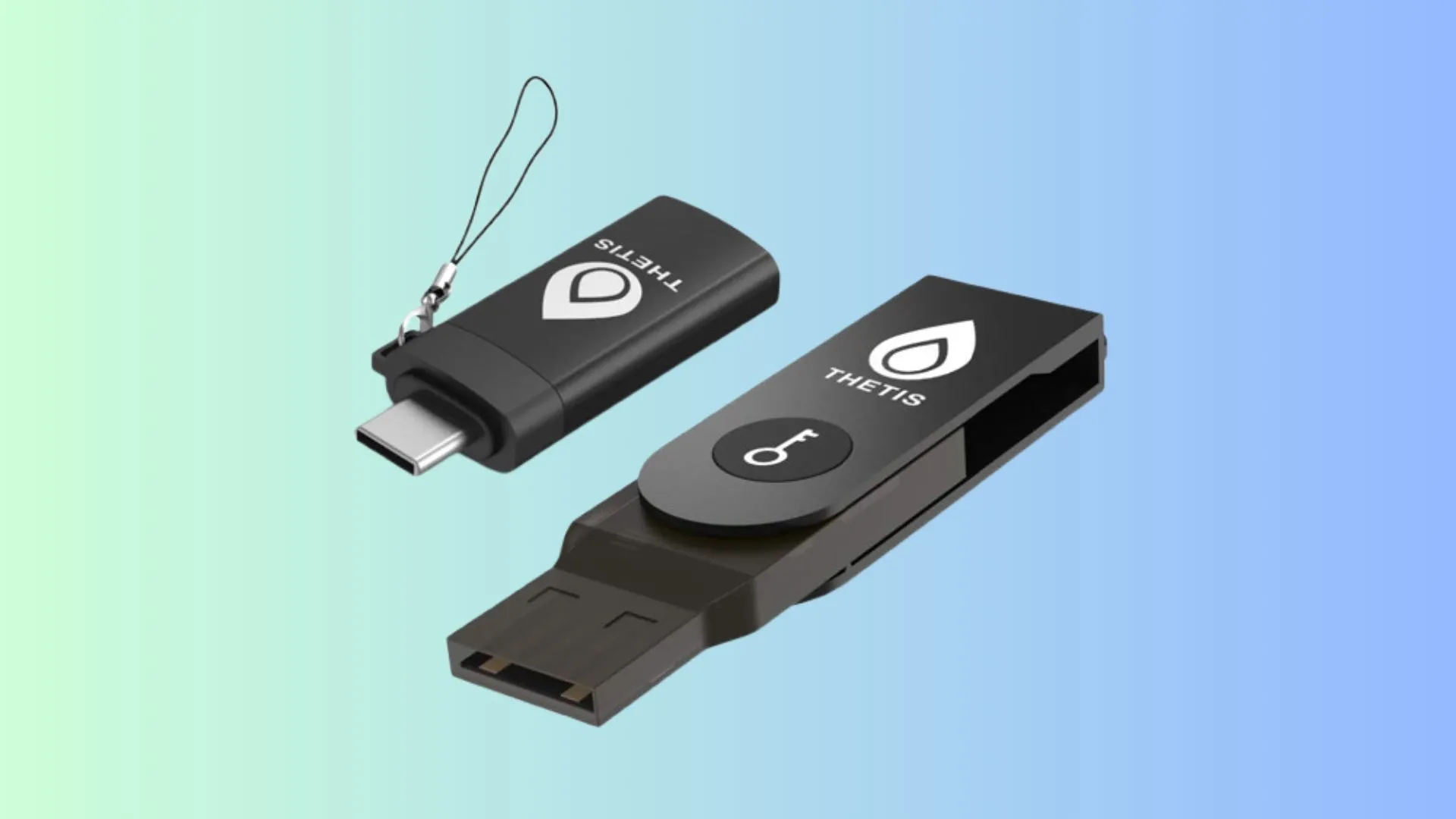 Khóa bảo mật Thetis FIDO U2F với nền chuyển màu