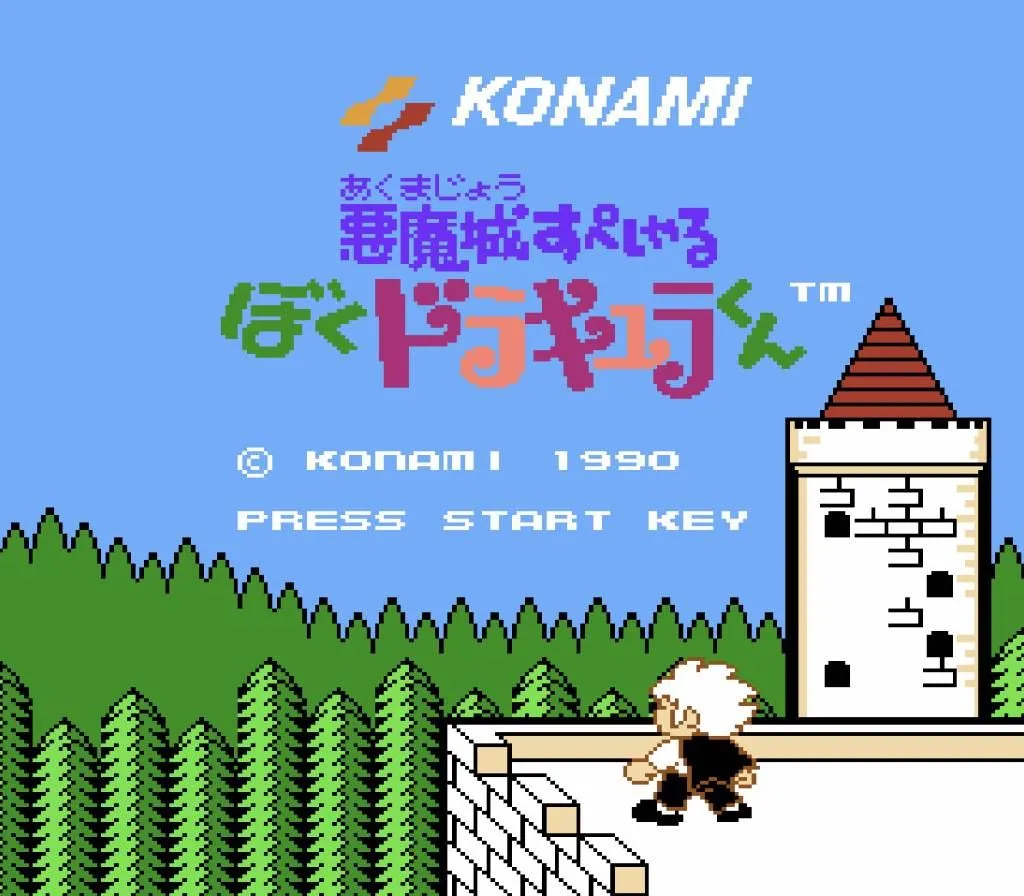 Kid Dracula nhảy và tấn công kẻ thù trong màn chơi platformer