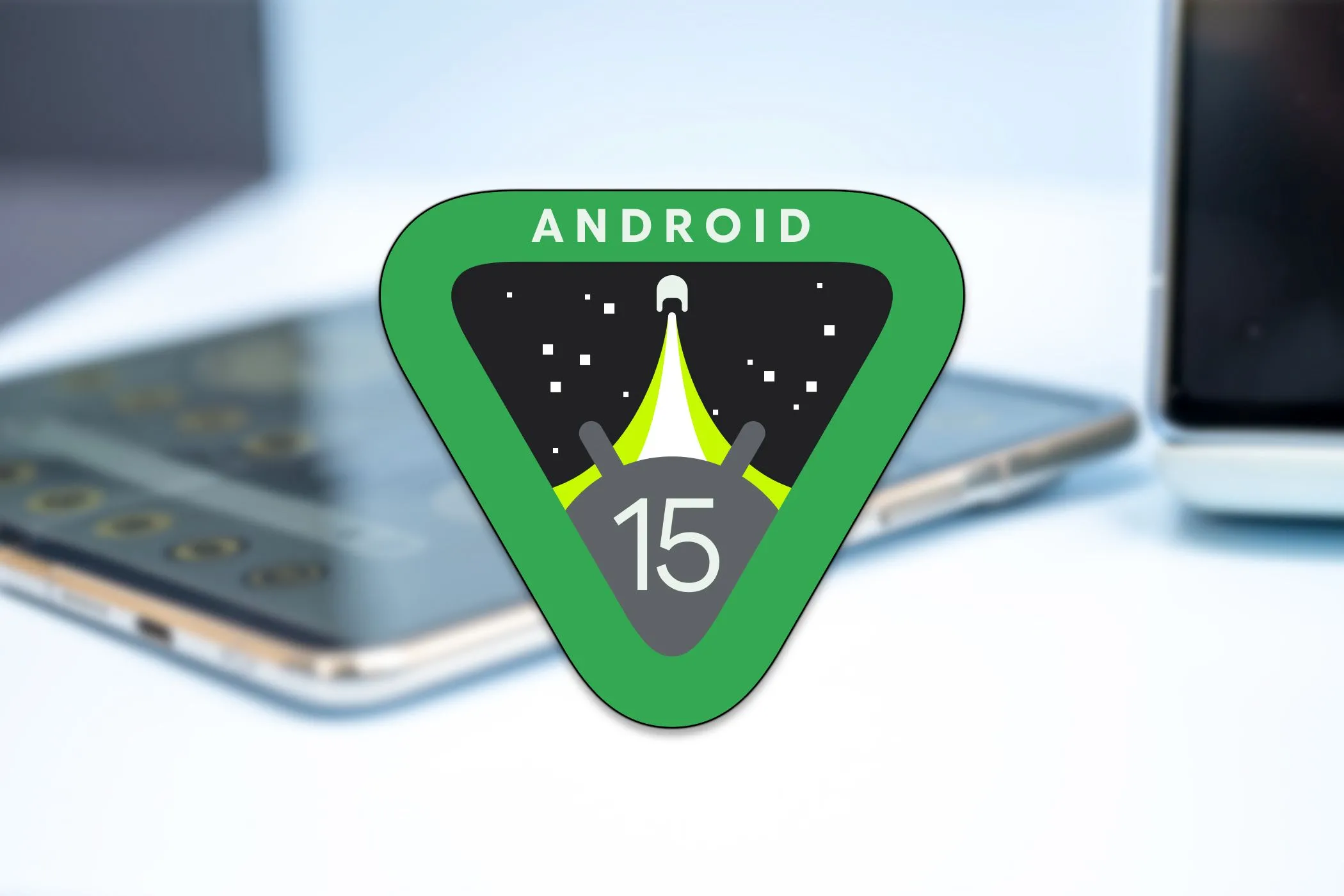 Logo Android 15, đại diện cho hệ điều hành thuần khiết và các tính năng AI độc quyền trên Google Pixel 9 Pro.