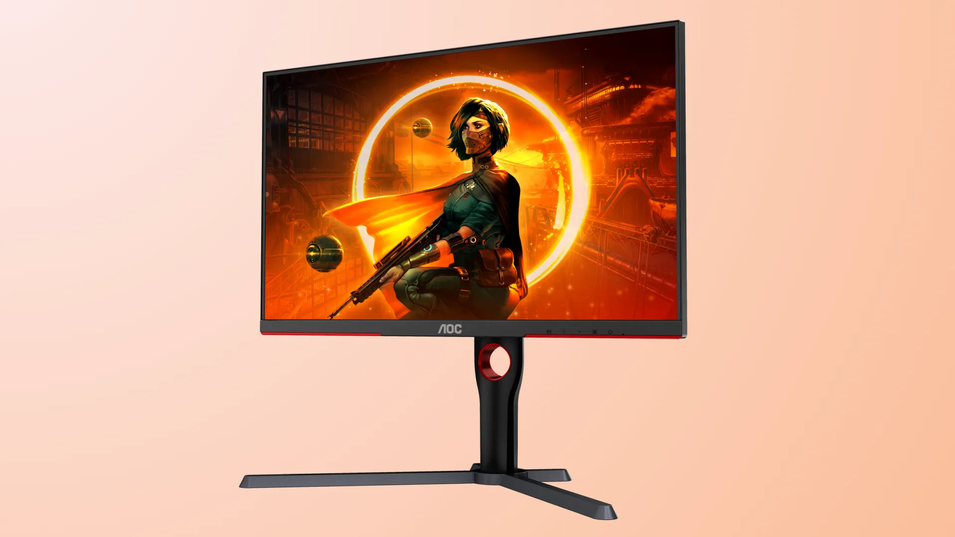Màn hình AOC Q27G3XMN trên nền hồng