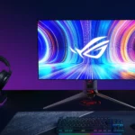 Màn hình ASUS ROG Swift PG27AQDP trên bàn làm việc