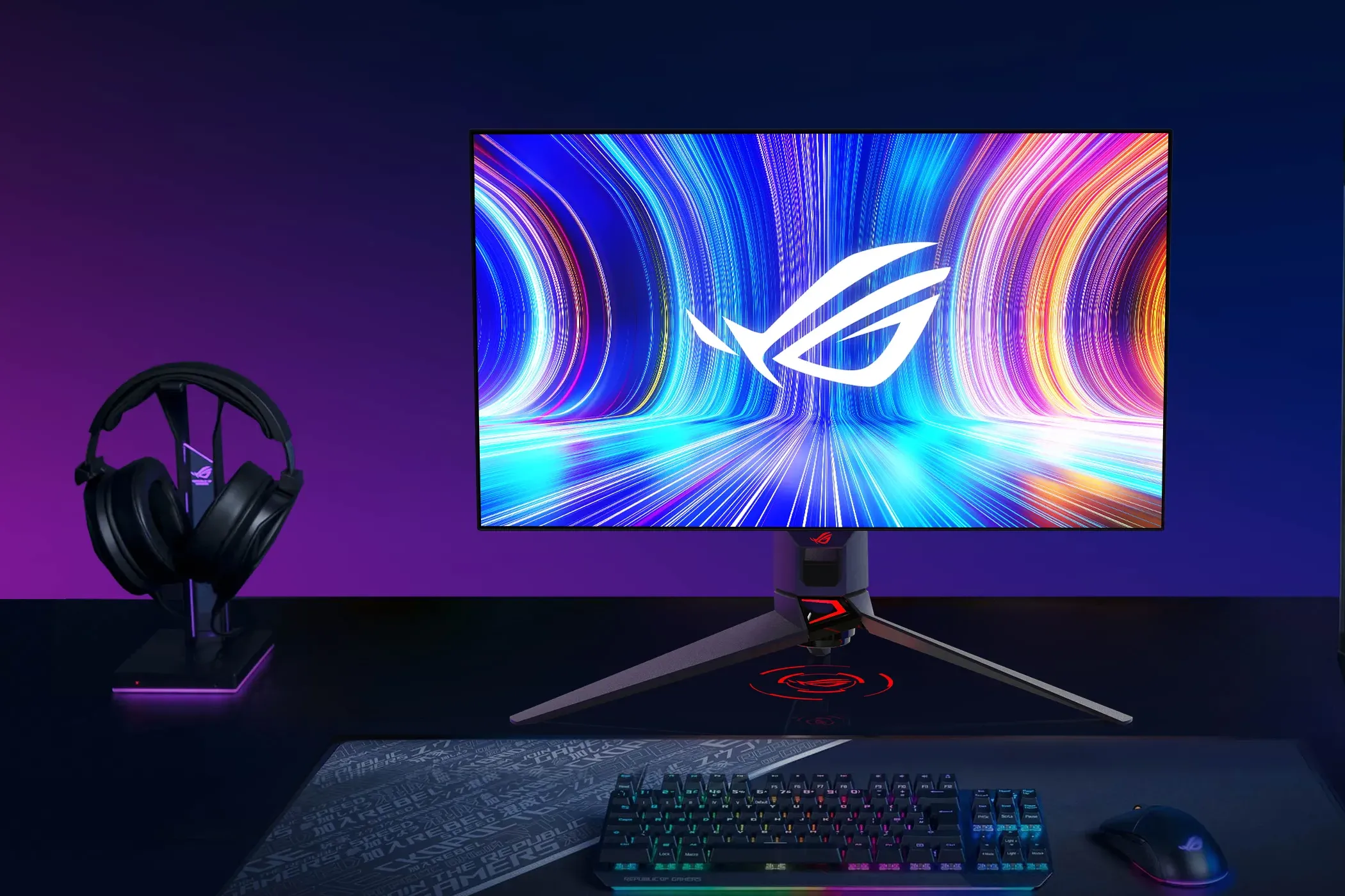 Màn hình ASUS ROG Swift PG27AQDP trên bàn làm việc