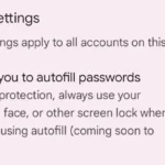 Màn hình cài đặt tính năng xác thực sinh trắc học trong Google Password Manager trên Chrome Android