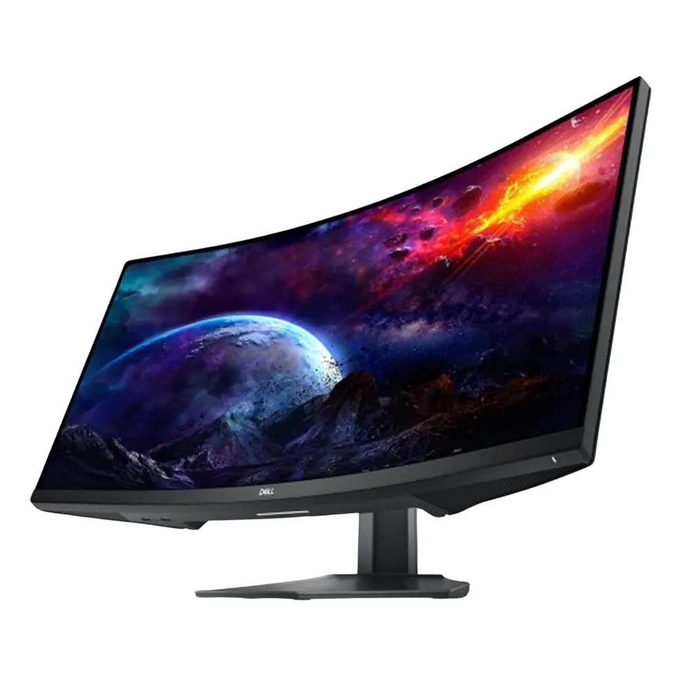 Màn hình cong Dell S3422DWG ultrawide, trung tâm setup laptop thành máy tính để bàn, tích hợp hub USB.