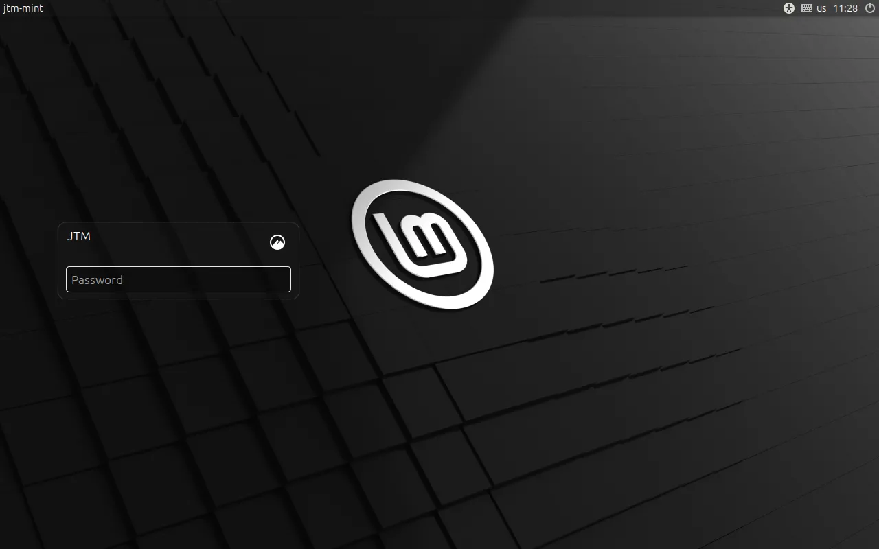 Màn hình đăng nhập ban đầu của Linux Mint sau khi hệ thống được khởi động lại lần đầu.