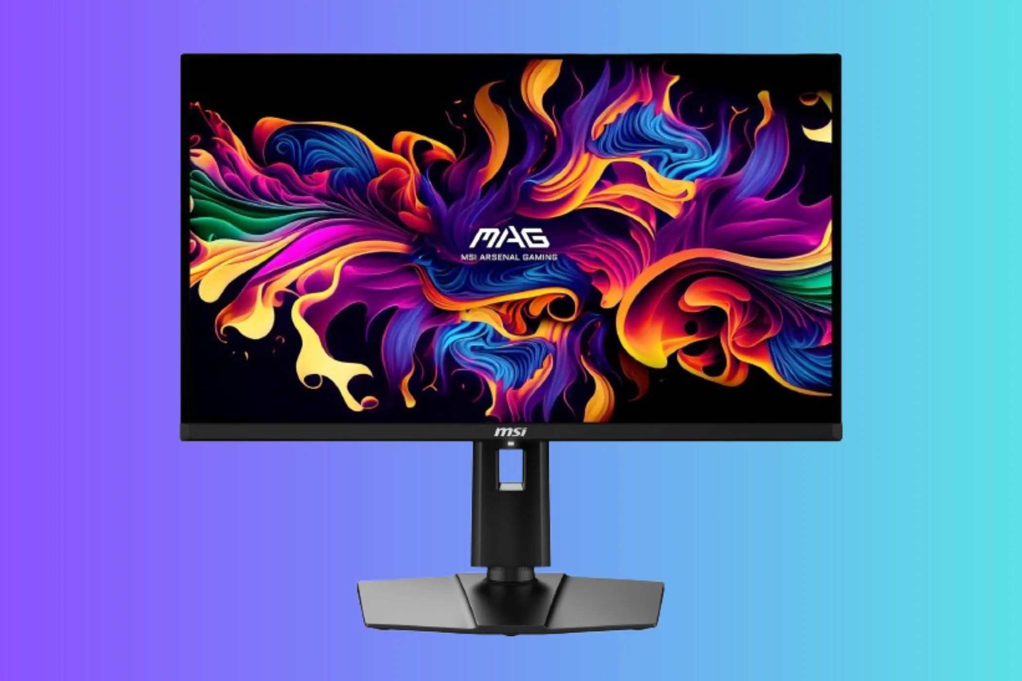 Màn hình MSI MAG 271QPX QD-OLED E2 trên nền gradient
